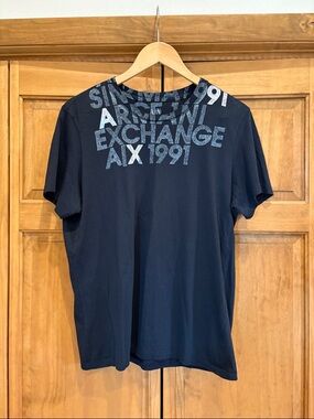 Armani Exchange Black Tee with Faded Gray Logo